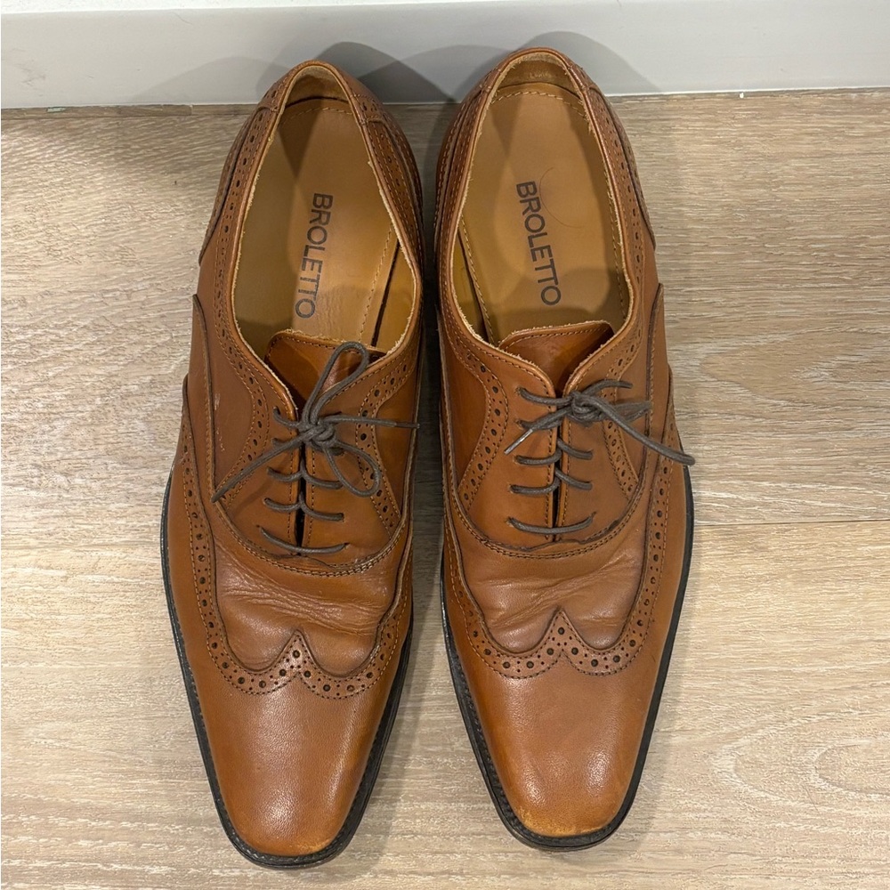 Broletto Men's Tan Leather Oxford Shoes